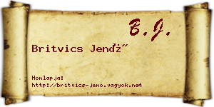 Britvics Jenő névjegykártya